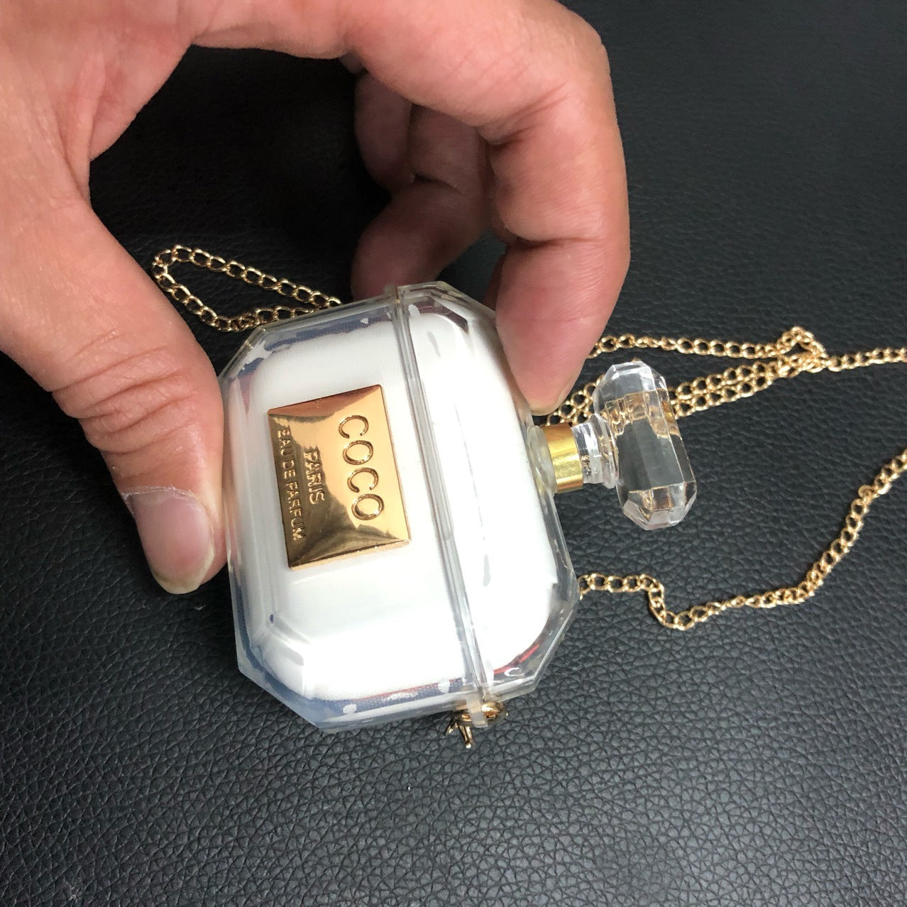 Perfume bottle airpods case with chain, stylish and protective design