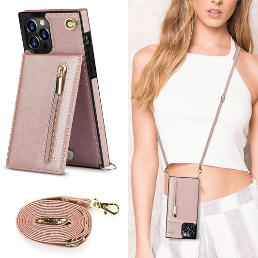 Crossbody phone case with zipper wallet and adjustable strap for convenience