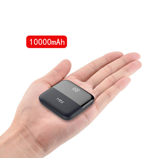 Portable 10000mAh mini power bank with LED display and fast charging