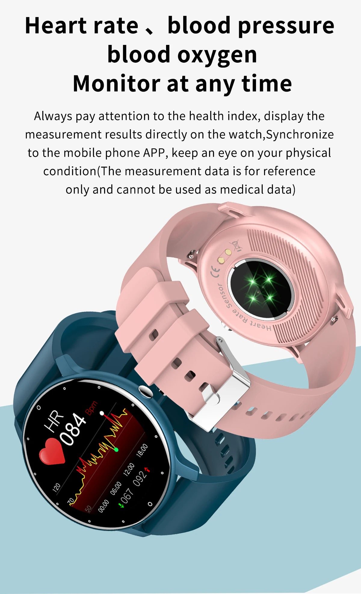 Rose gold waterproof smartwatch for women with fitness tracker and alerts