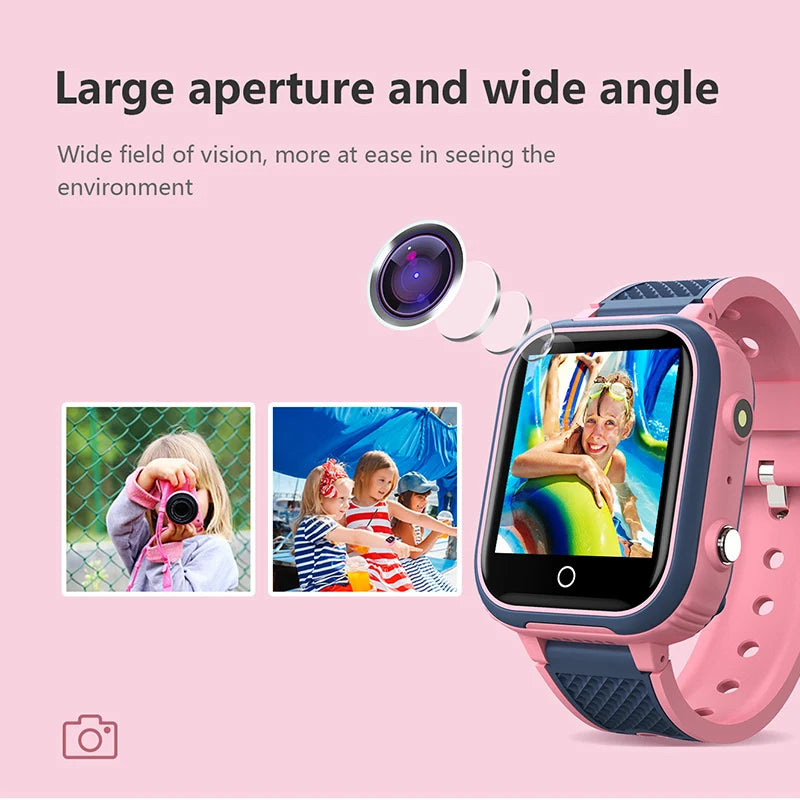 4G kids smartwatch with GPS, video call, SOS, waterproof, and camera