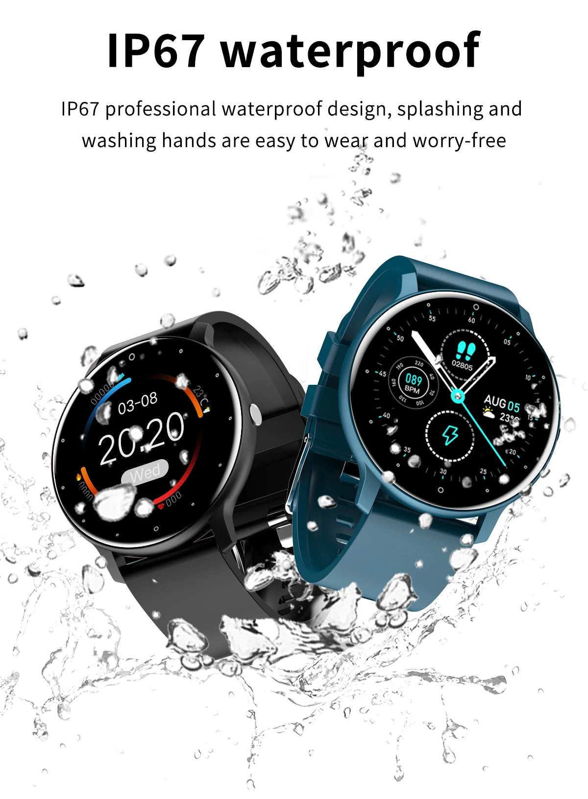 Rose gold waterproof smartwatch for women with fitness tracker and alerts