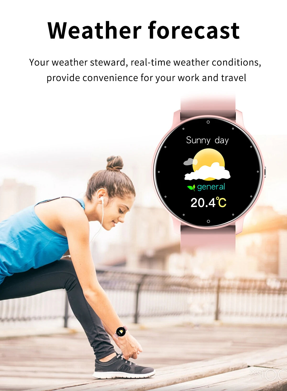 Rose gold waterproof smartwatch for women with fitness tracker and alerts