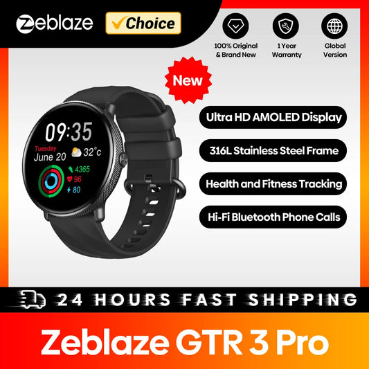 Zeblaze GTR 3 Pro smartwatch with AMOLED display and fitness tracking