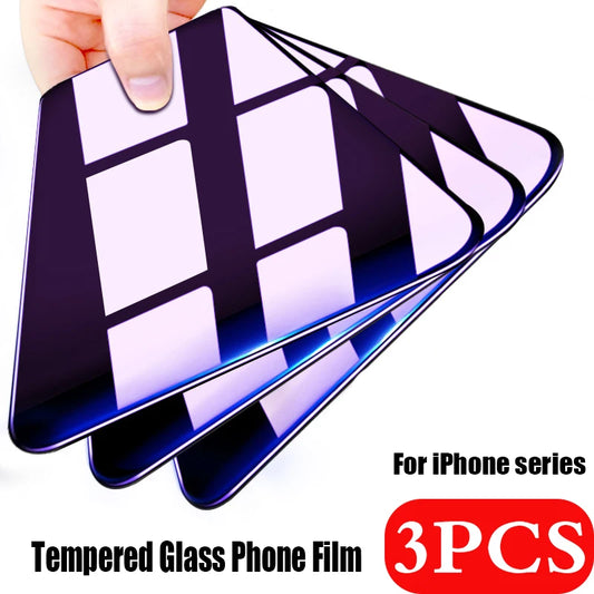 Tempered glass screen protector 3-pack for iPhone 15-11 Pro Max & Mini