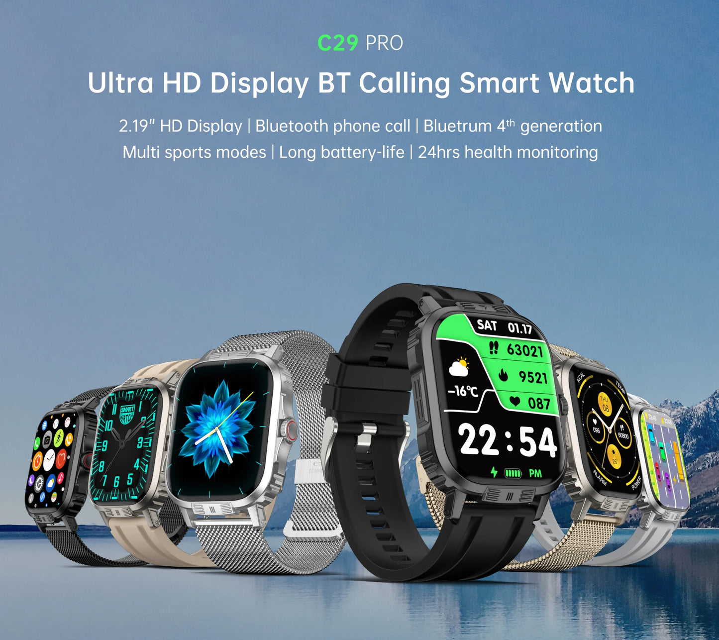 Bluetooth call smart watch with HD display, fitness tracker, waterproof design