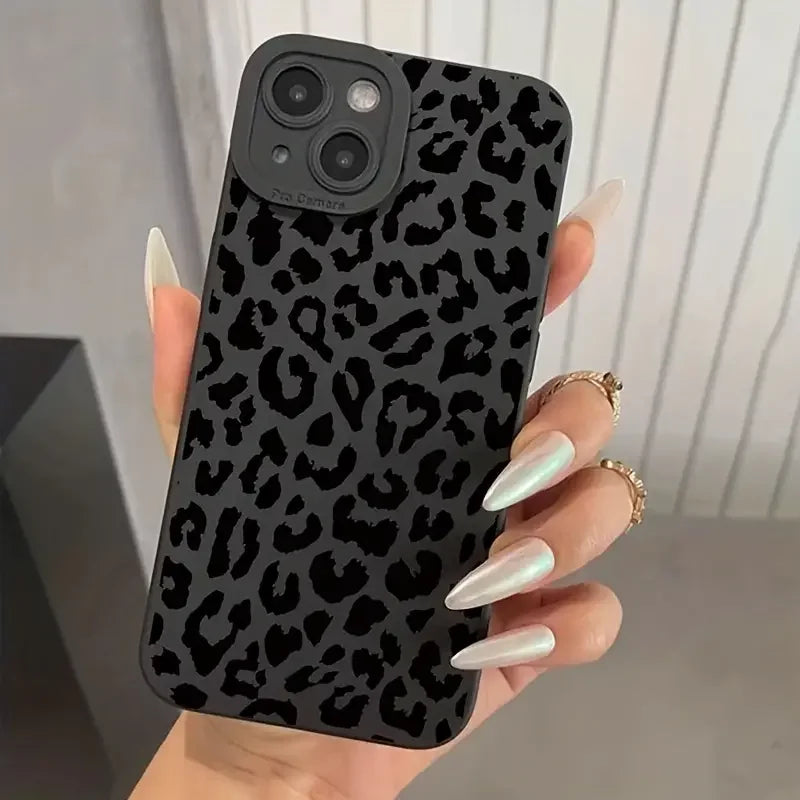 Leopard print soft silicone phone case shockproof for iphone 14 13 12 pro