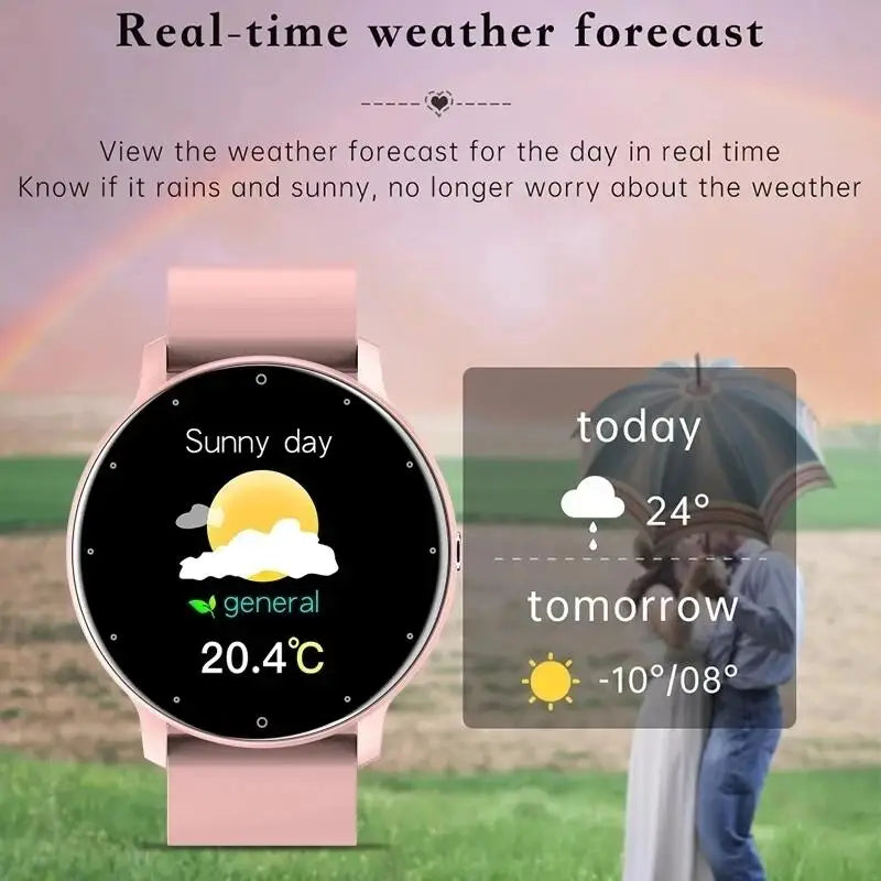 Rose gold waterproof smartwatch for women with fitness tracker and alerts