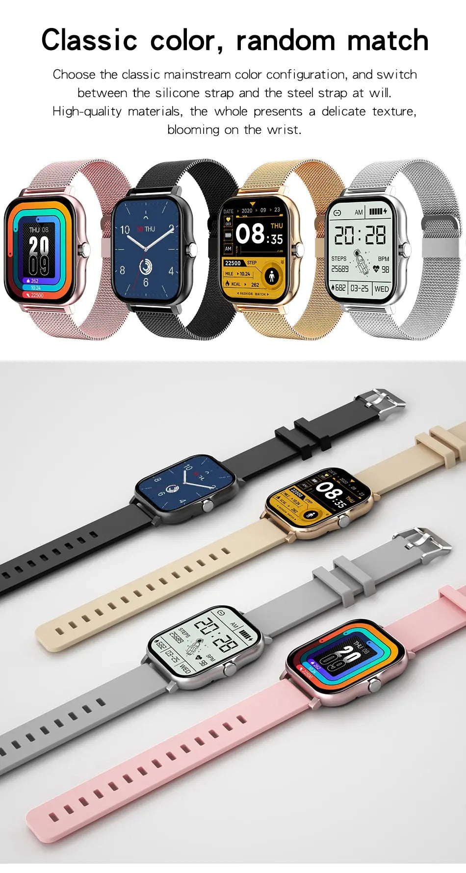 Smartwatch with Bluetooth Call, Health Tracking, Full Touch Screen Display