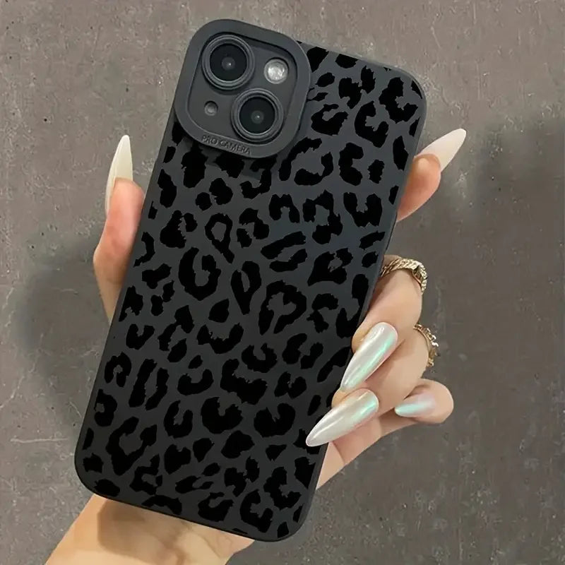 Leopard print soft silicone phone case shockproof for iphone 14 13 12 pro