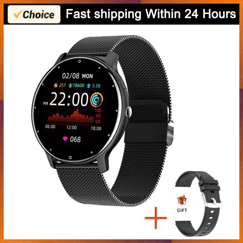 Rose gold waterproof smartwatch for women with fitness tracker and alerts