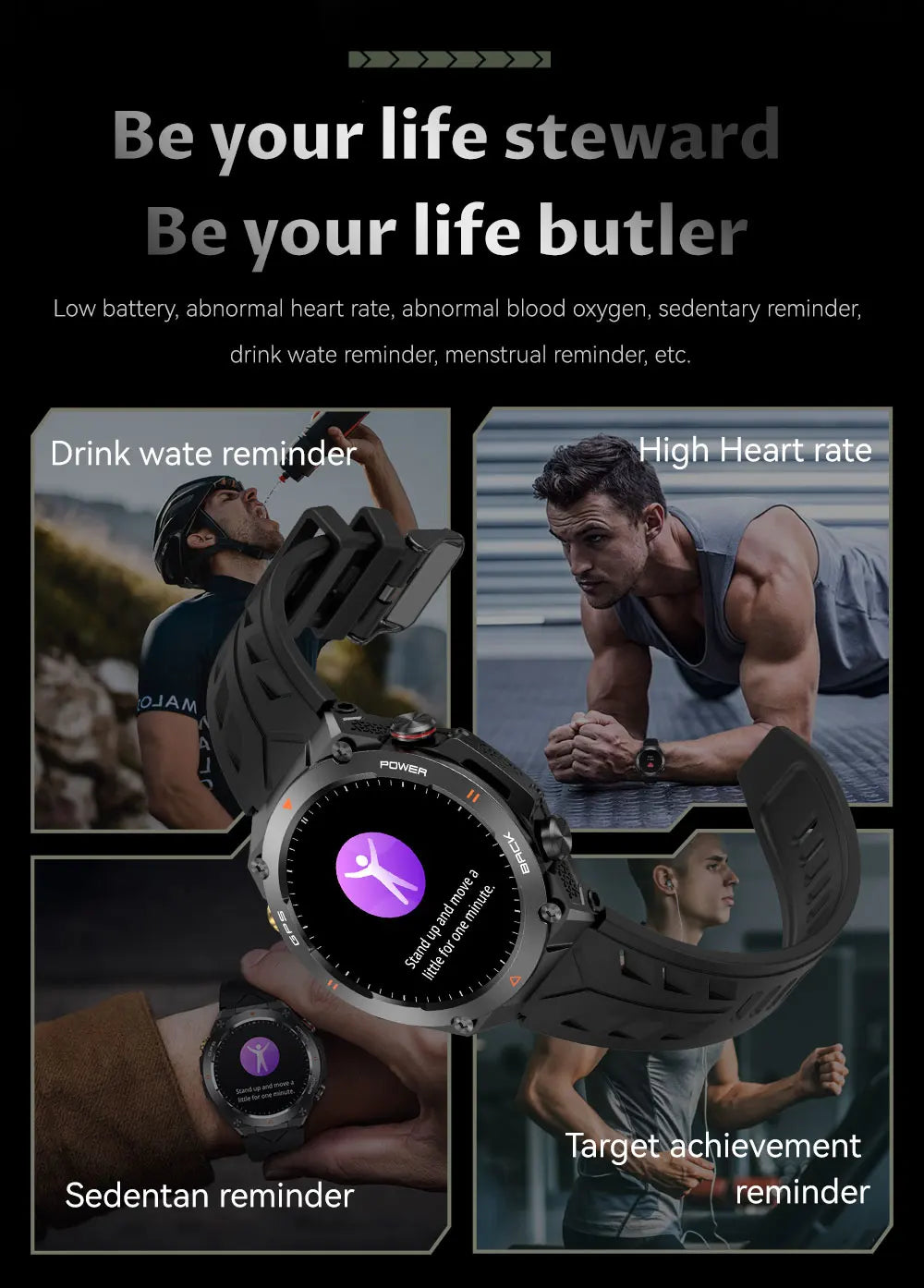 GPS smartwatch with 1.45" HD display, built-in GPS, compass, and calls