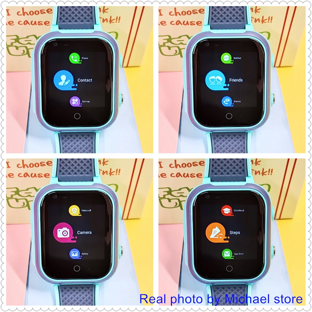 4G kids smartwatch with GPS, video call, SOS, waterproof, and camera