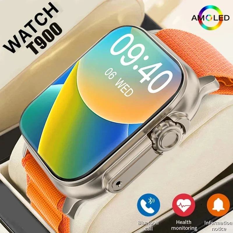 T900 ultra smartwatch with bluetooth call, heart rate, and fitness tracking