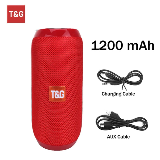 Portable bluetooth speaker with waterproof design, TWS pairing, and FM radio