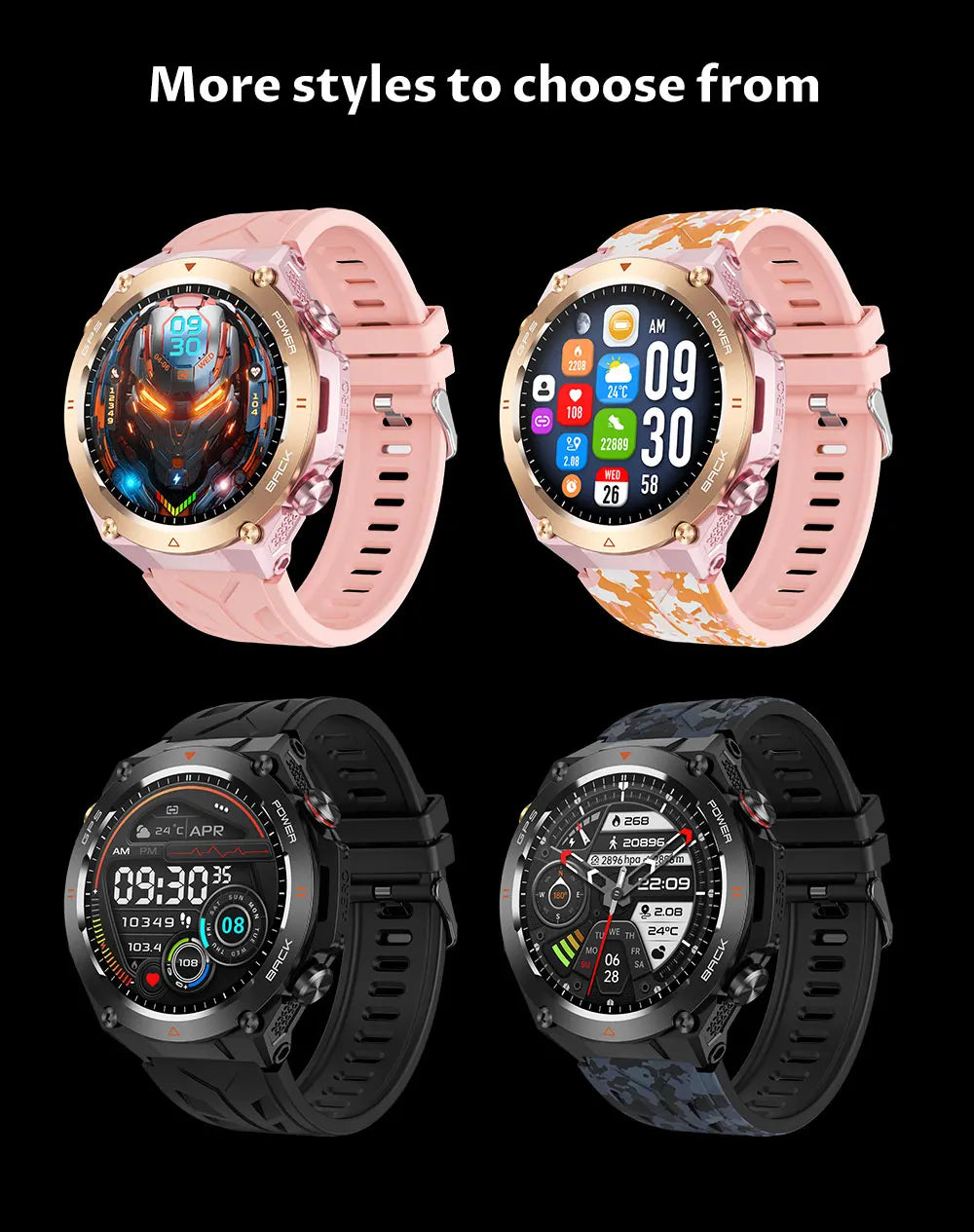 GPS smartwatch with 1.45" HD display, built-in GPS, compass, and calls