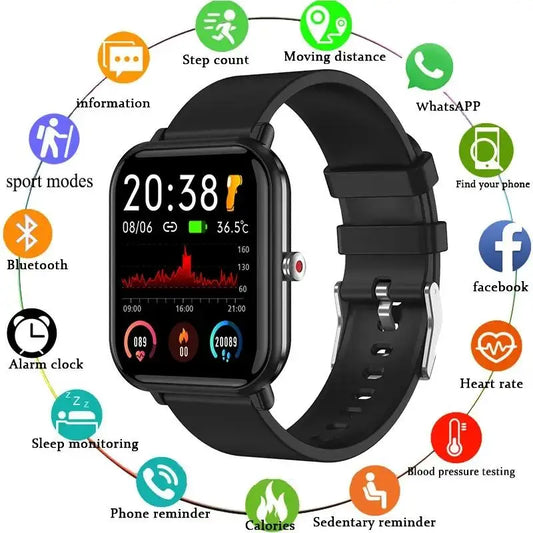 Smartwatch with heart rate, fitness tracker, waterproof, music control