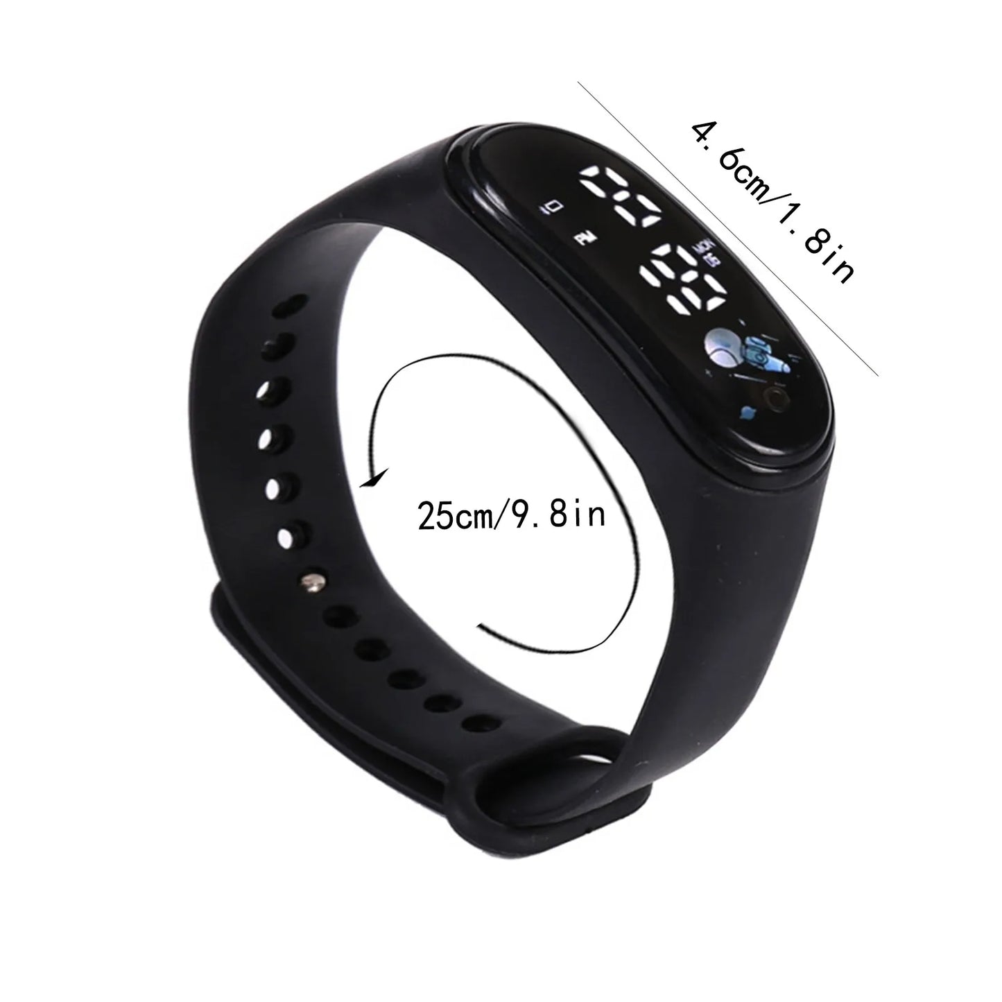 Kids digital waterproof smart watch with silicone strap for sports and fun