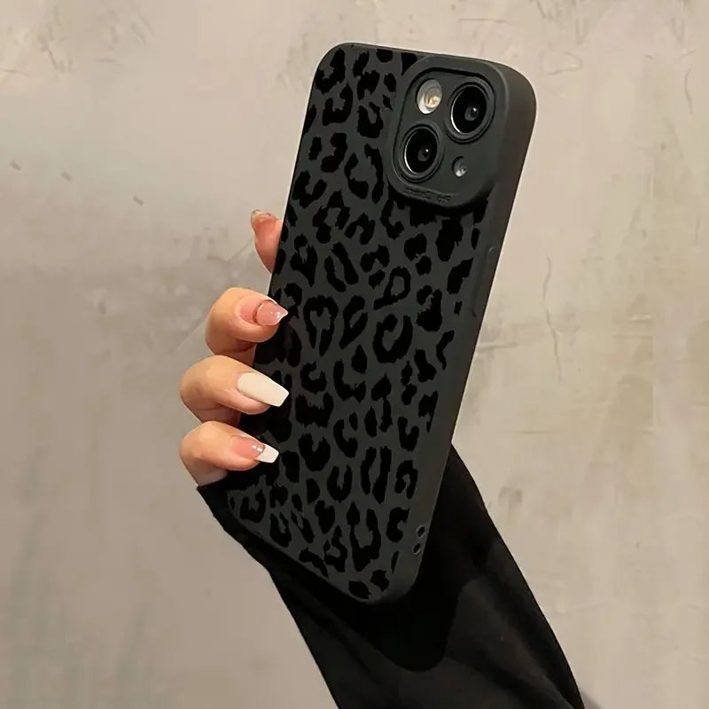 Leopard print soft silicone phone case shockproof for iphone 14 13 12 pro