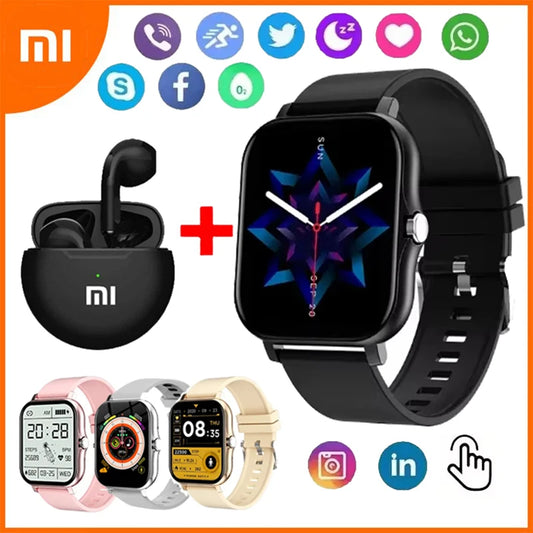 Xiaomi smartwatch with earbuds, fitness tracker, waterproof, Android iOS