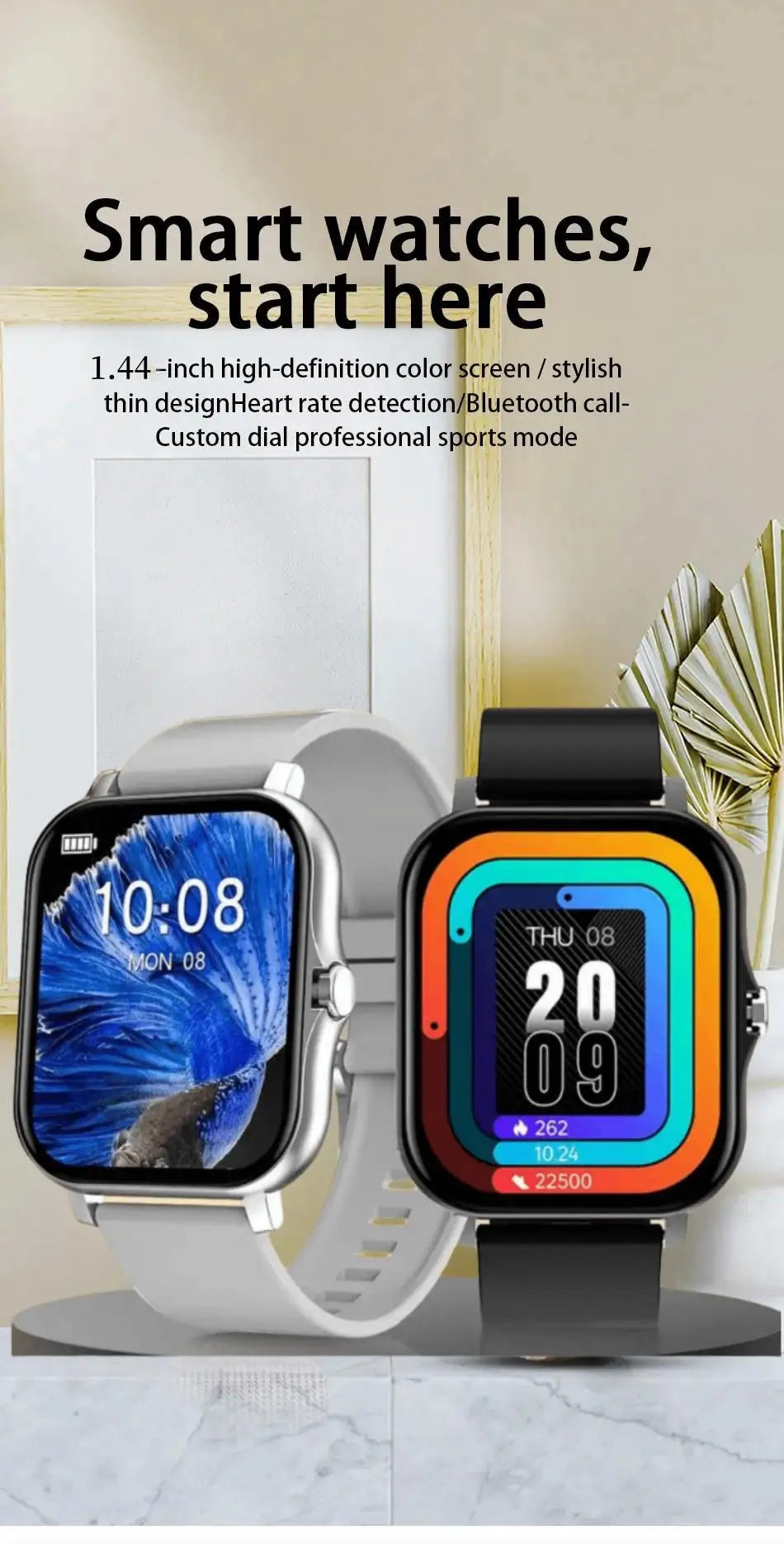 Smartwatch with Bluetooth Call, Health Tracking, Full Touch Screen Display