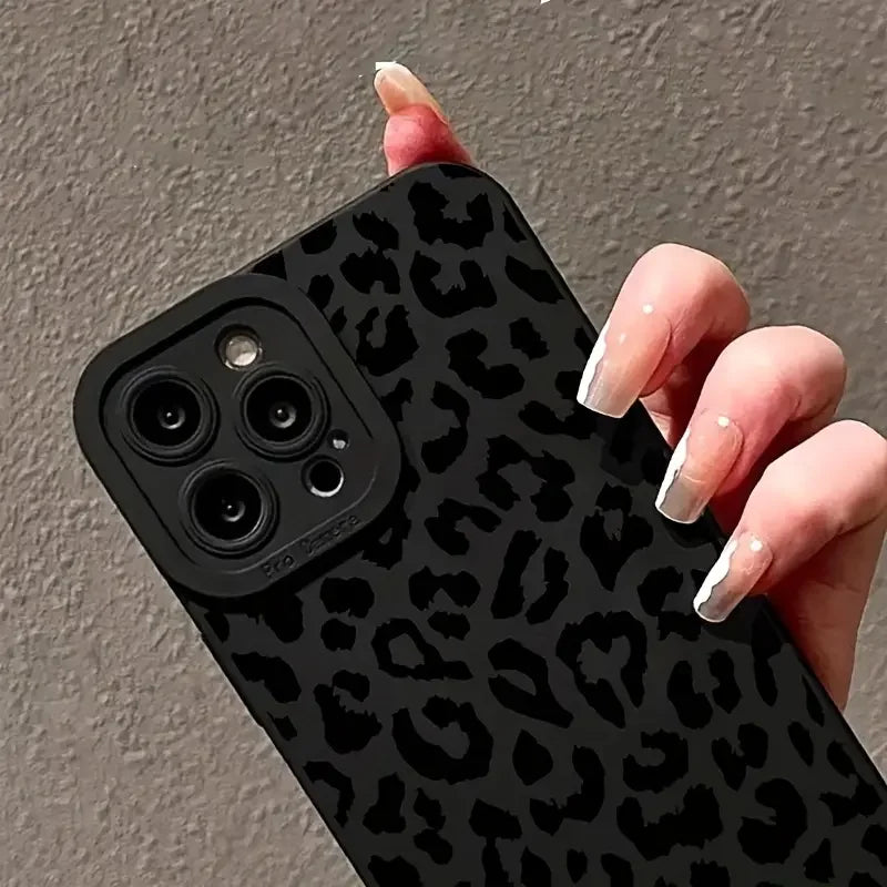 Leopard print soft silicone phone case shockproof for iphone 14 13 12 pro