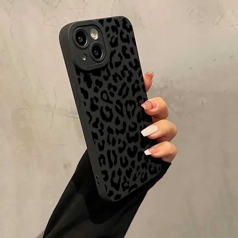 Leopard print soft silicone phone case shockproof for iphone 14 13 12 pro