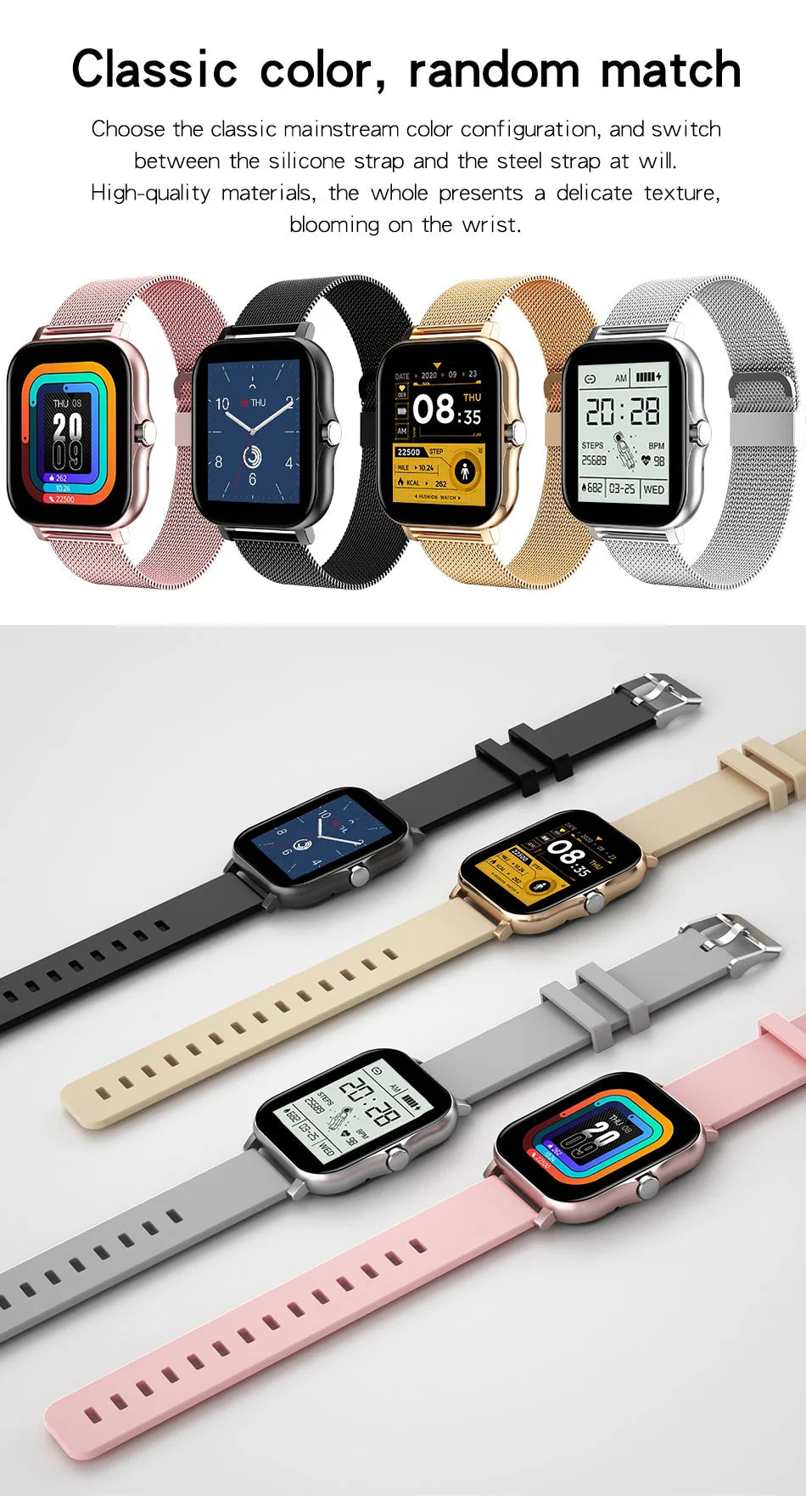 Smartwatch with Bluetooth Call, Health Tracking, Full Touch Screen Display