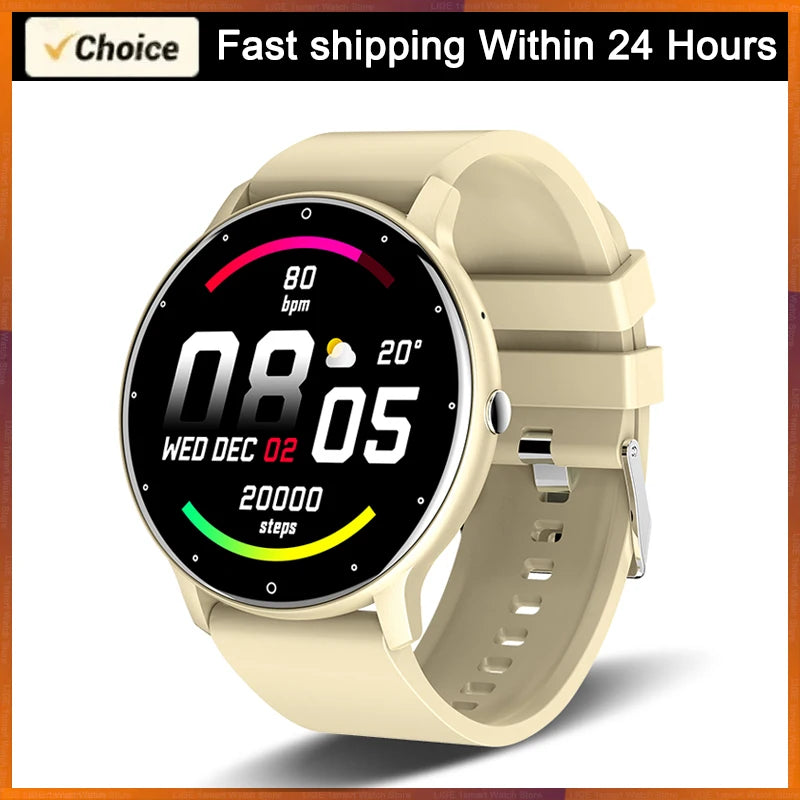 Rose gold waterproof smartwatch for women with fitness tracker and alerts