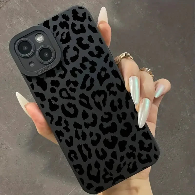 Leopard print soft silicone phone case shockproof for iphone 14 13 12 pro