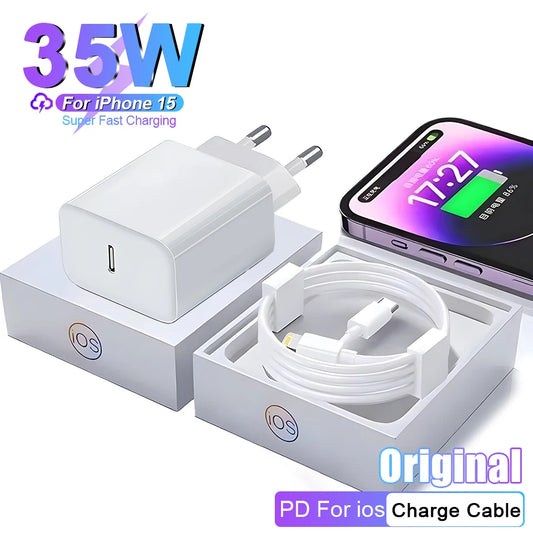 35w fast charger with usb-c cable for iphone 15 14 13 pro max fast charge