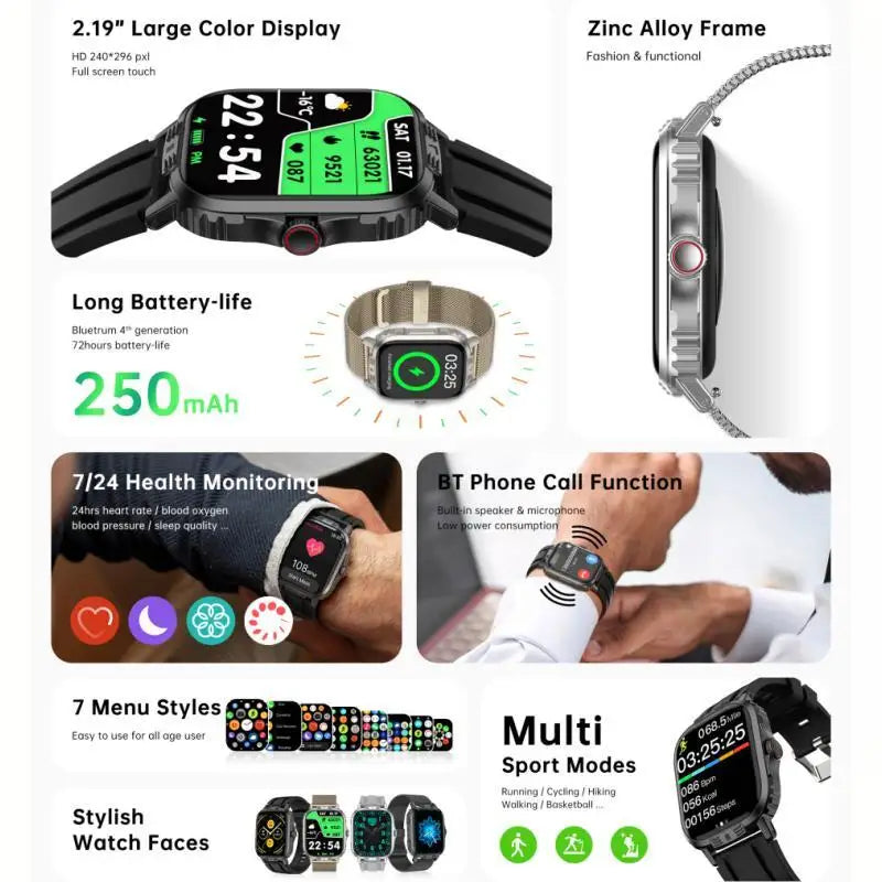 Bluetooth call smart watch with HD display, fitness tracker, waterproof design