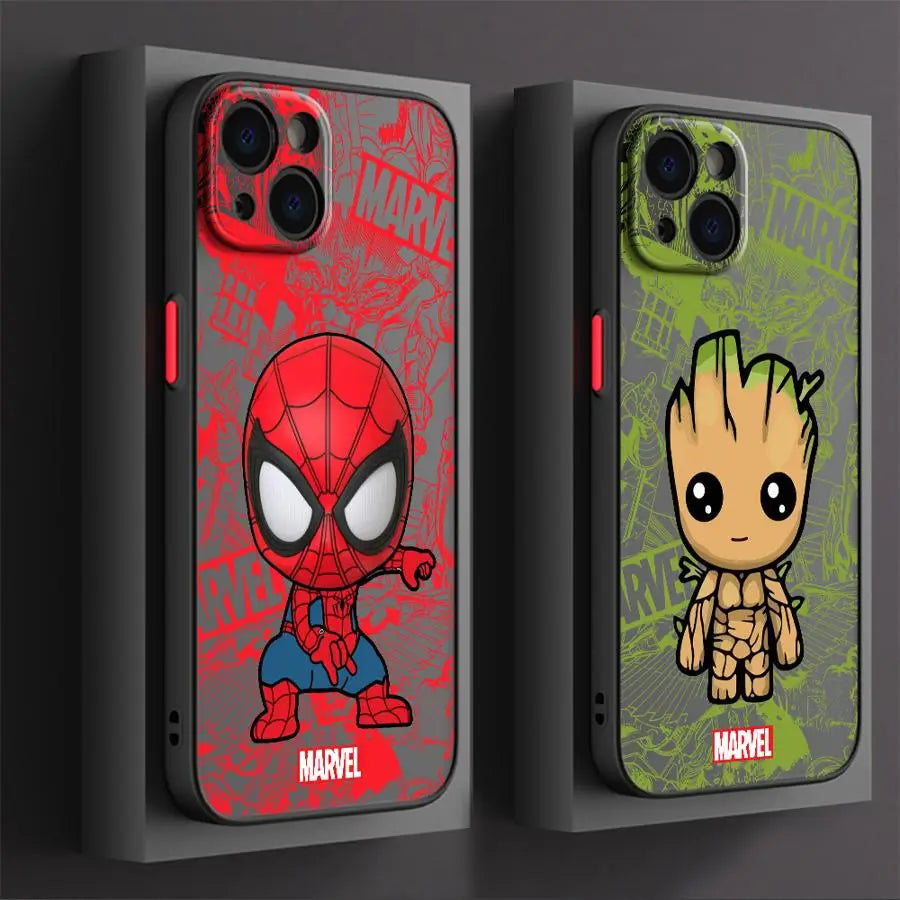 Marvel spider-man and groot iphone case, shockproof protective cover