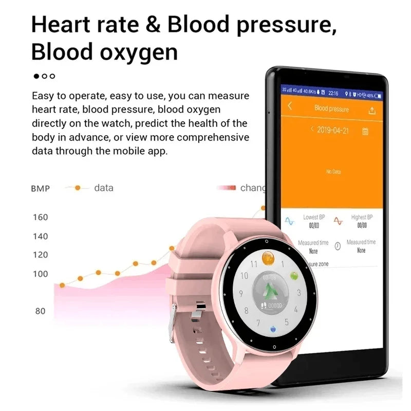 Rose gold waterproof smartwatch for women with fitness tracker and alerts