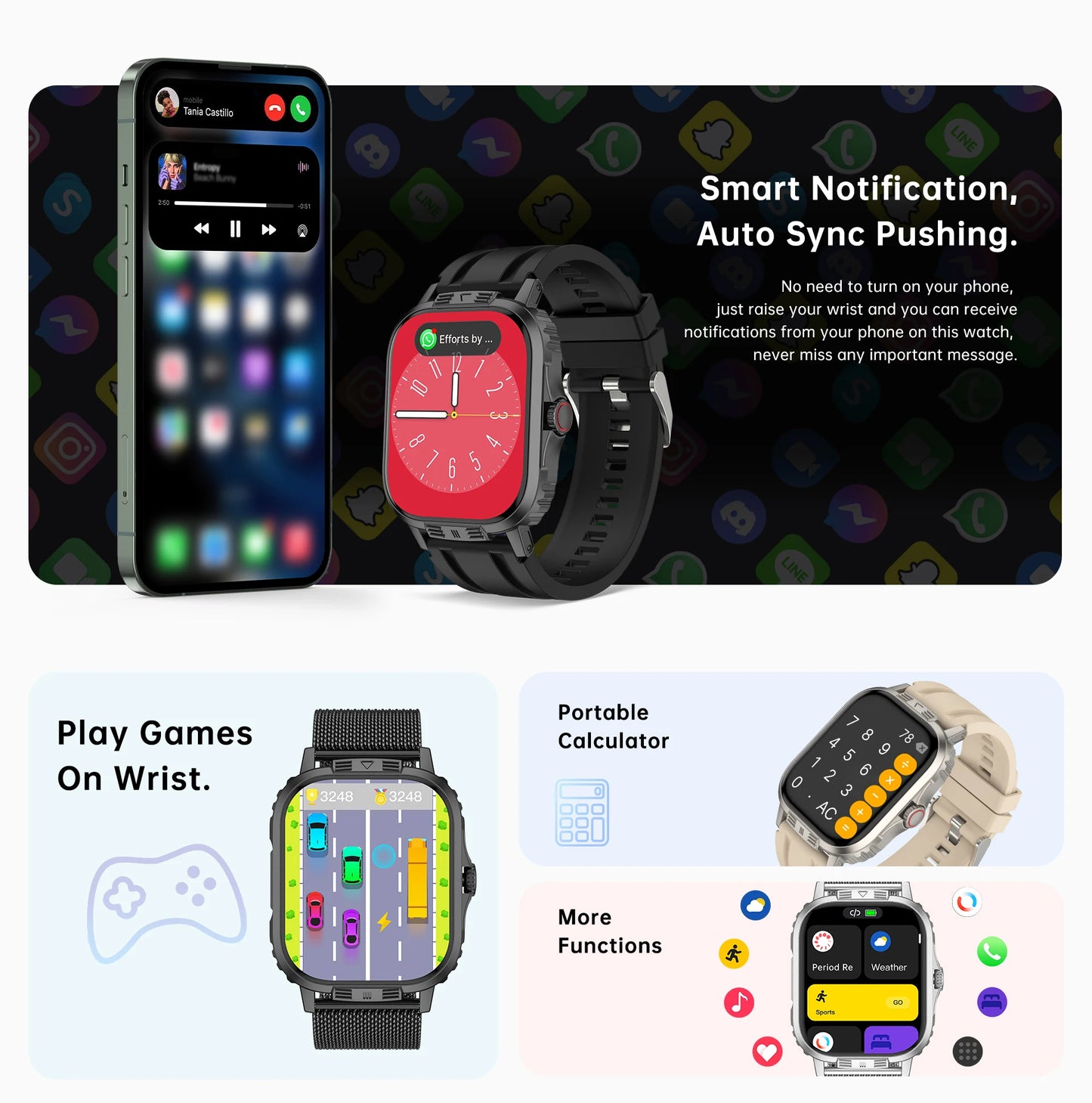 Bluetooth call smart watch with HD display, fitness tracker, waterproof design