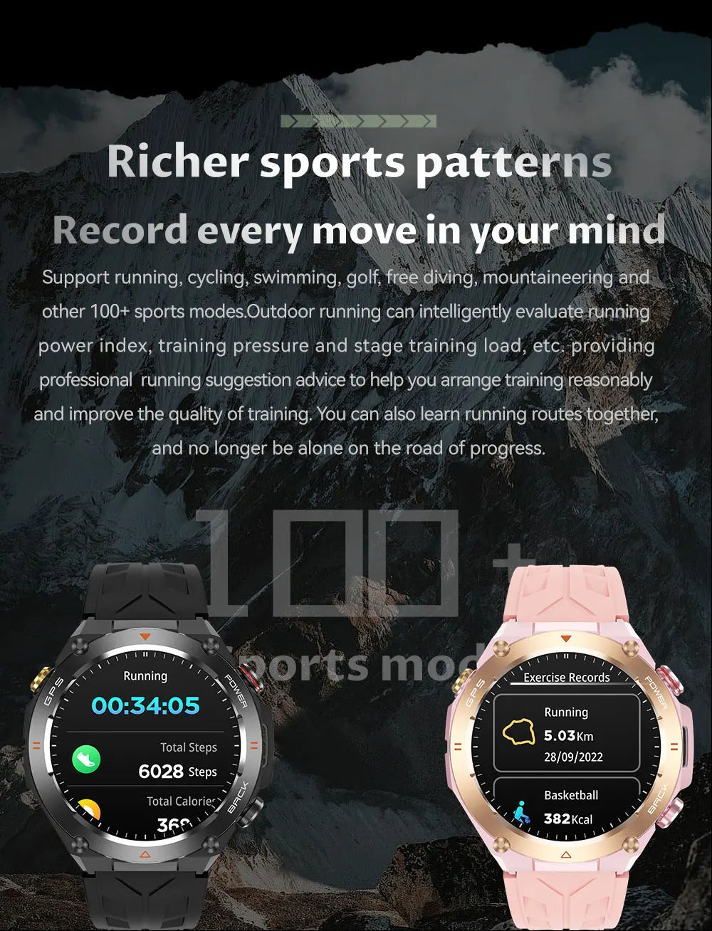 GPS smartwatch with 1.45" HD display, built-in GPS, compass, and calls