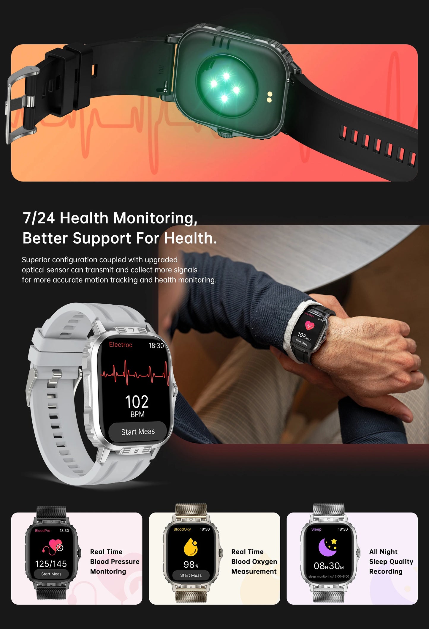 Bluetooth call smart watch with HD display, fitness tracker, waterproof design